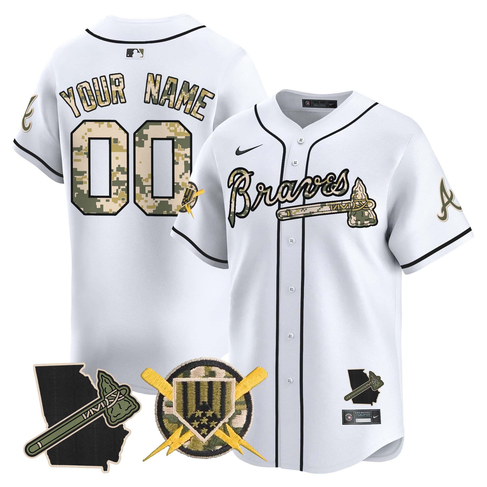 Men Atlanta Braves White Nike 2024 Armed Forces Day Vapor Premier Limited Custom MLB Jersey->customized mlb jersey->Custom Jersey